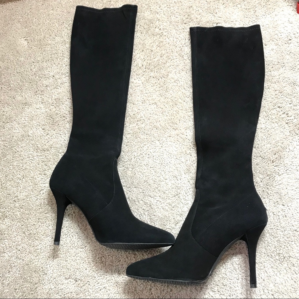 Stuart Weitzman knee high black suede boots